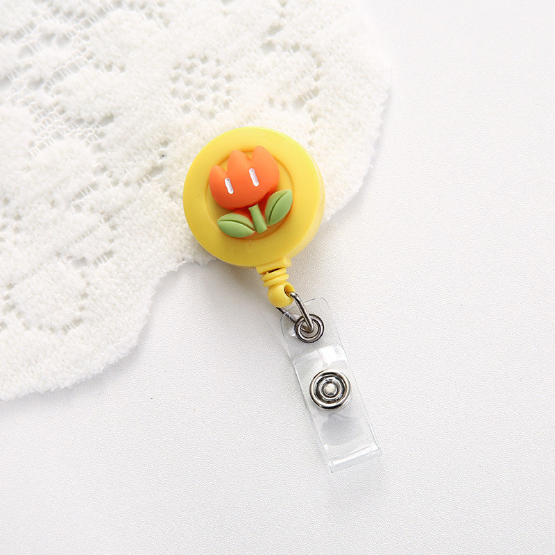 Wholesale Badge Reels Plastic Cartoon Avocado Sunflower Badge Scroll Retractable Keychain